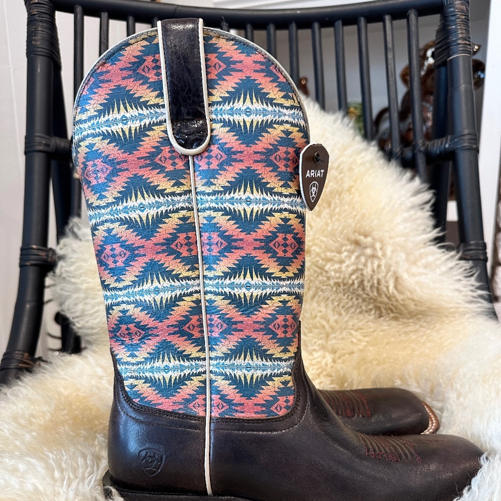 ARIAT X PENDLETON CIRCUIT SAVANNA WESTERN BOOT 8.5/CRACKLED CAFE/B/MEDIUM - Picture 2 of 8
